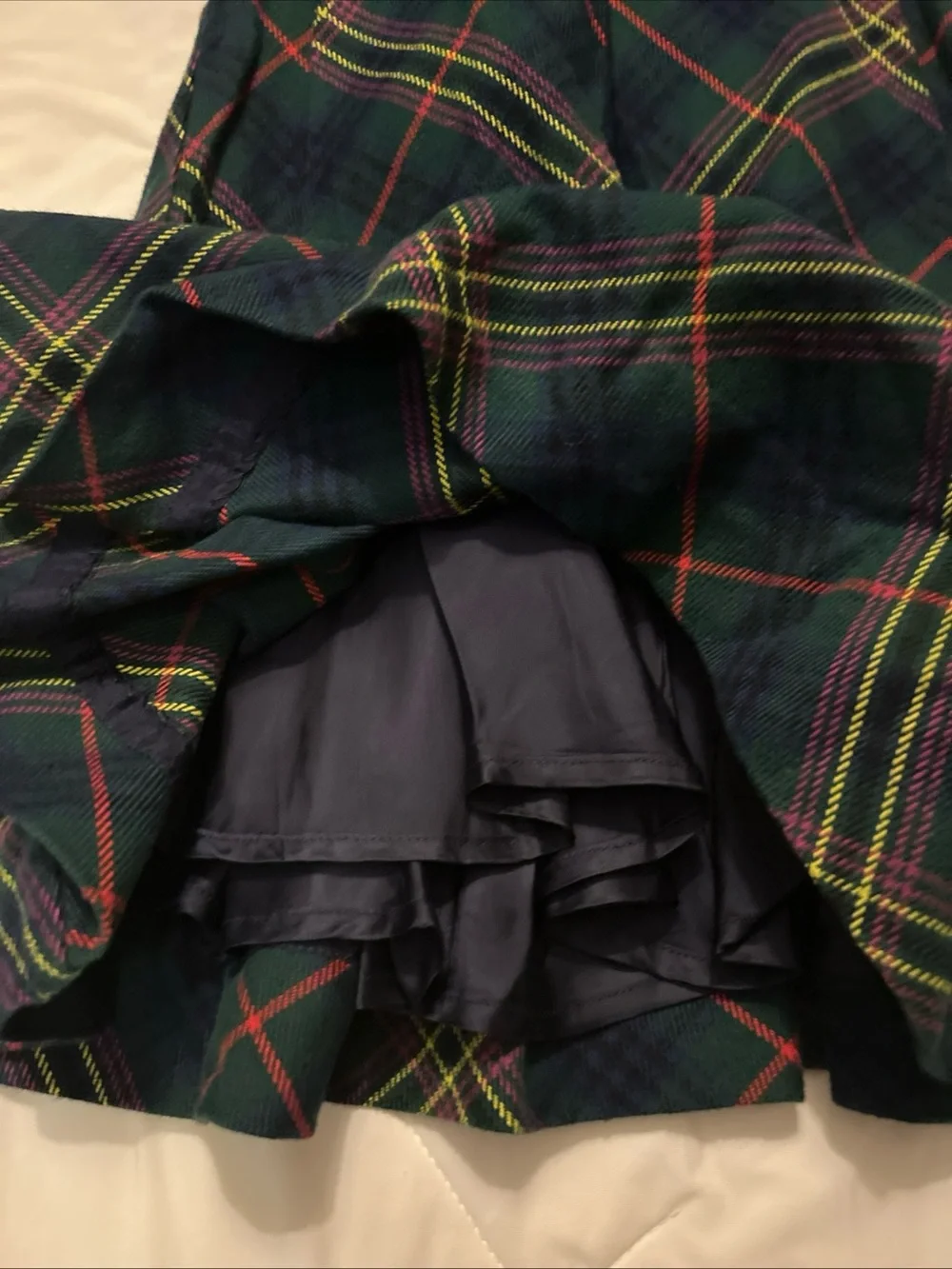 Ralph Lauren Girls' Navy Green Tartan Plaid Tank Dress Red & Yellow Accents 24 M